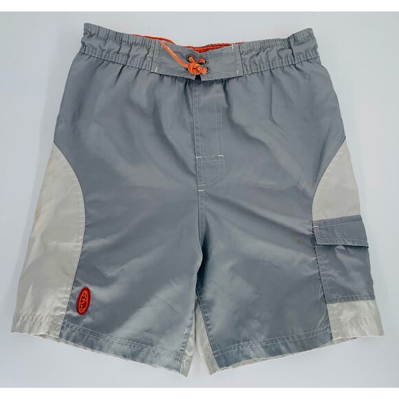 Sand And Sun Boys Swim 10-12 M Shorts Gray Orange Pockets Inner Pocket Imperfect - Picture 16 of 16
